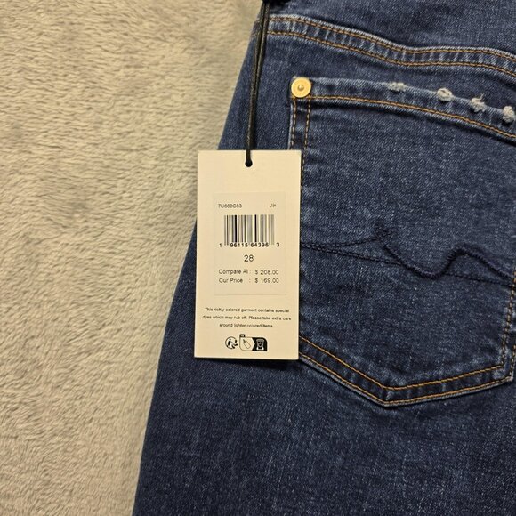 7 For All Mankind Jeans Womens 28 Blue Tess Trouser Long Beach Raw Hem 7U660C83 - Picture 7 of 13